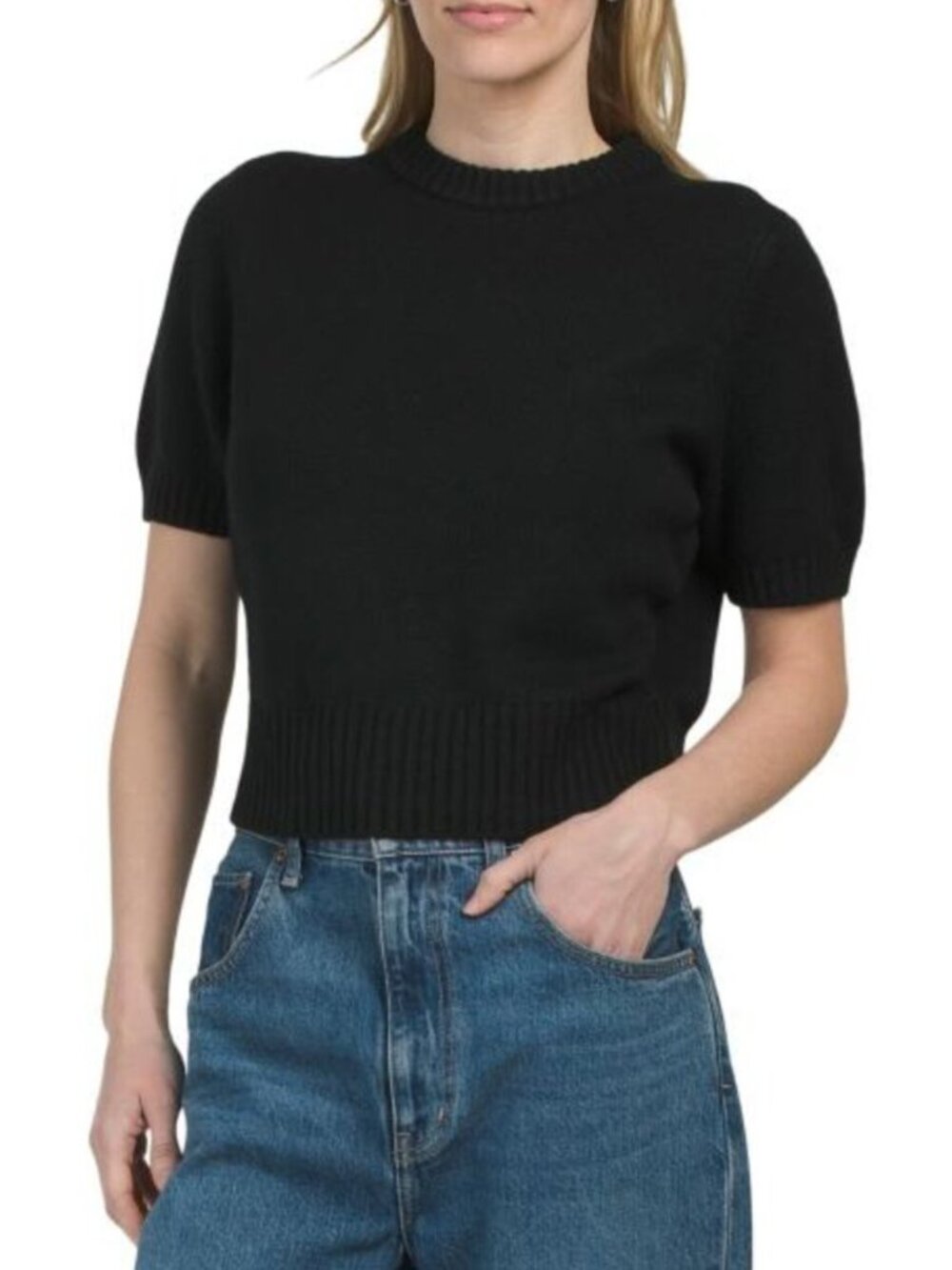 TOCCIN Wool And Cashmere Blend Elsie Short Sleeve Sweater